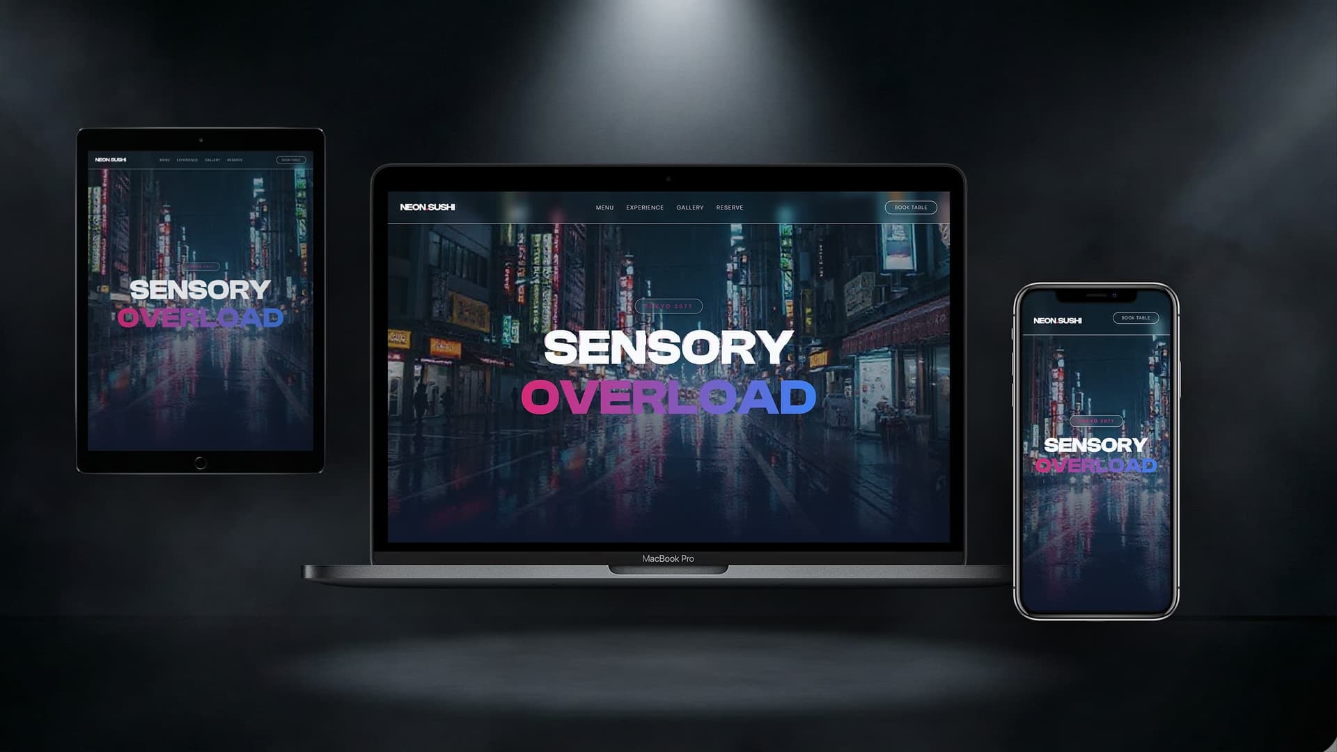 NEON SUSHI — Сайт доставки суші в стилі Cyberpunk - Лендінг Website Template