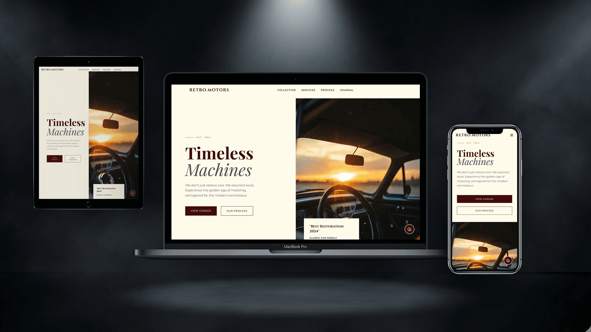 Retro Motors — Сайт реставрації та детейлінгу авто - Лендінг Website Template