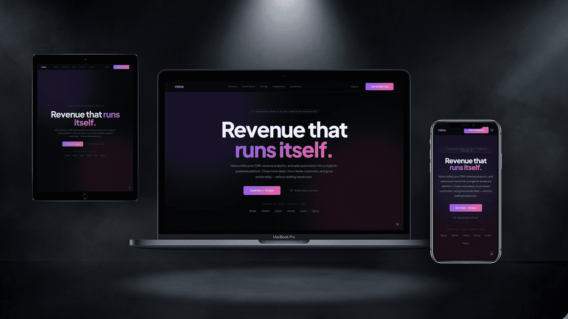 VELOX — Шаблон сайту SaaS | AI платформа Revenue Operations - Багатосторінковий Website Template