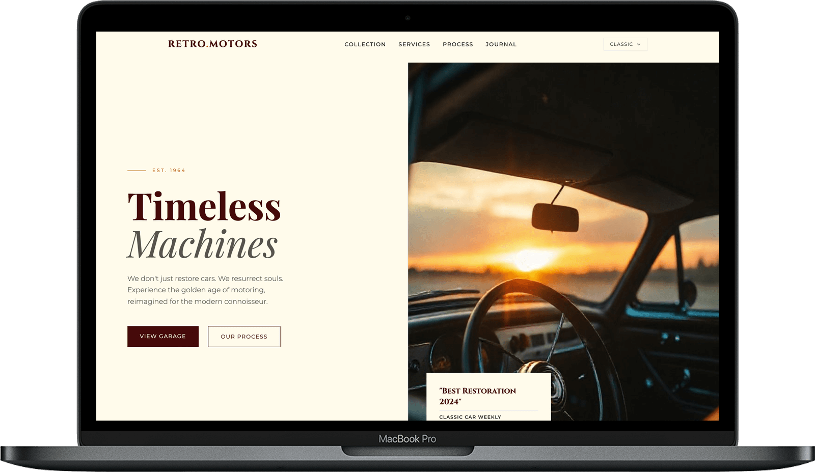 Retro Motors — Сайт реставрації та детейлінгу авто gallery image 1