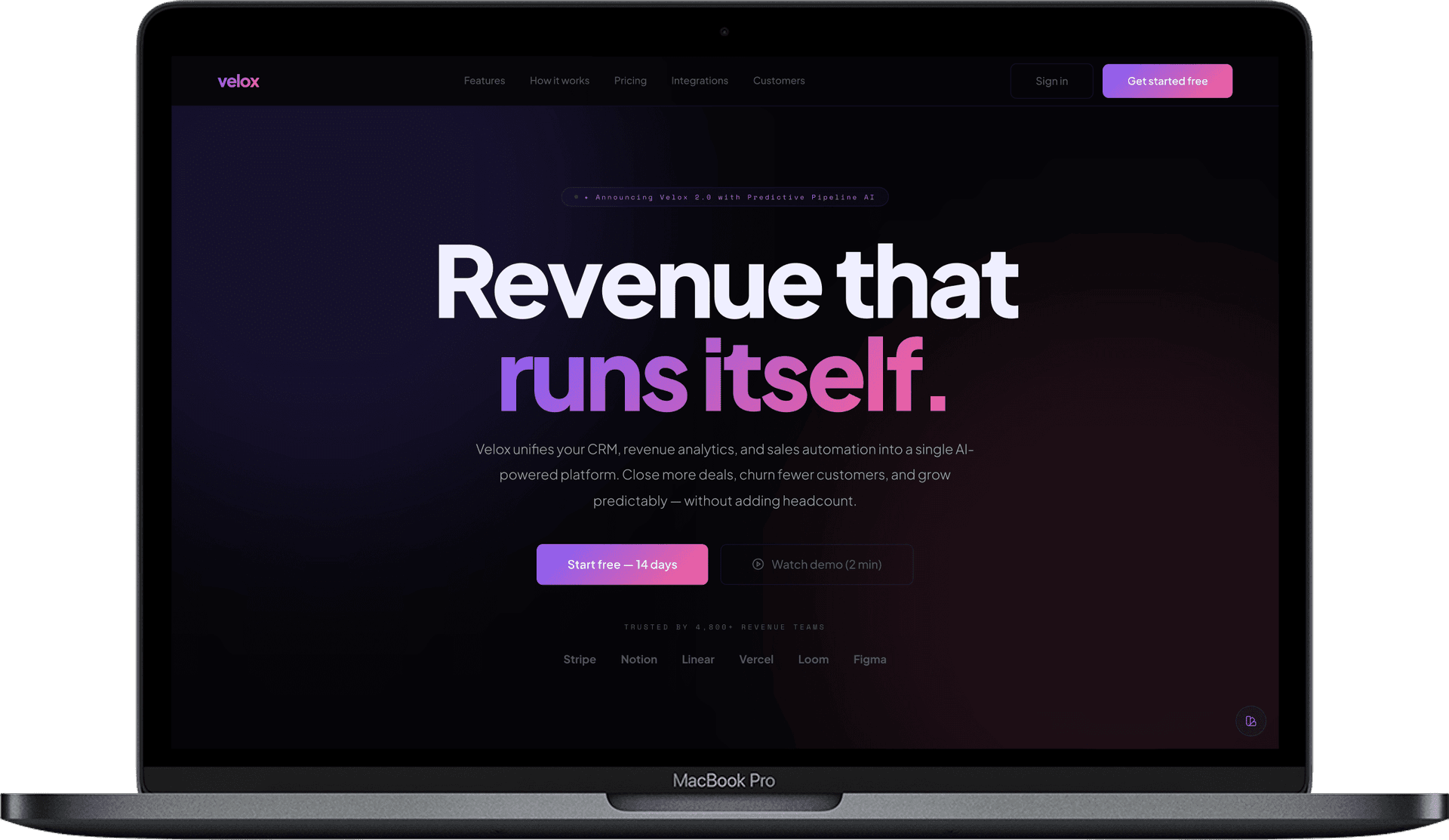 VELOX — Шаблон сайту SaaS | AI платформа Revenue Operations gallery image 1