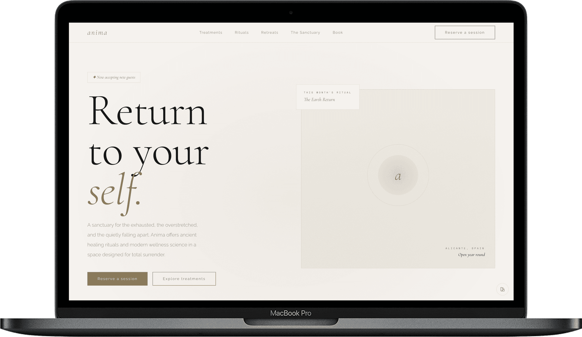 Anima Spa — Шаблон сайта люксового велнес-ретрита | Холистический спа gallery image 1