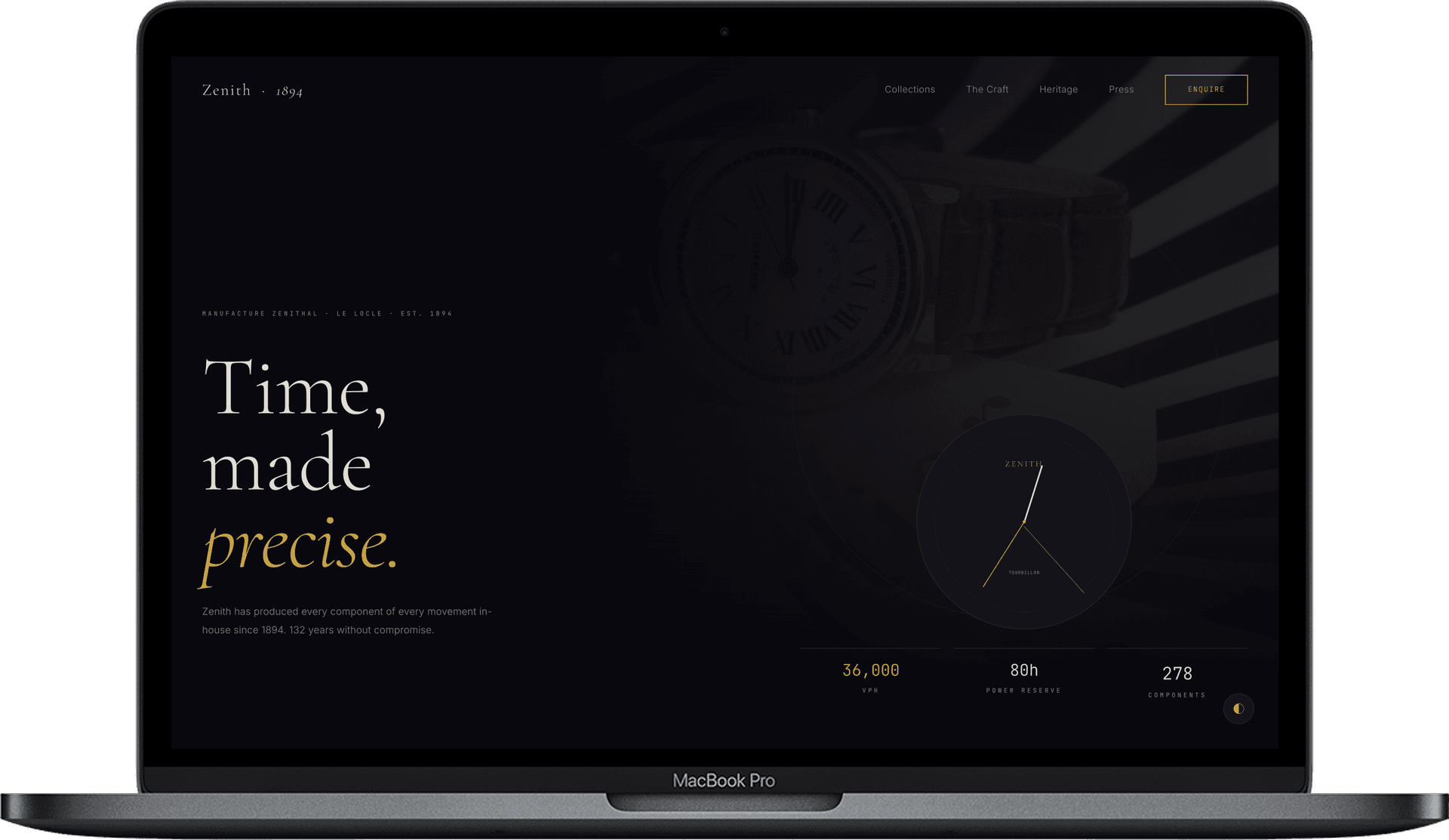 Zenith Watch Co. — Luxury Watch Website Template | Haute Horlogerie Since 1894 gallery image 1