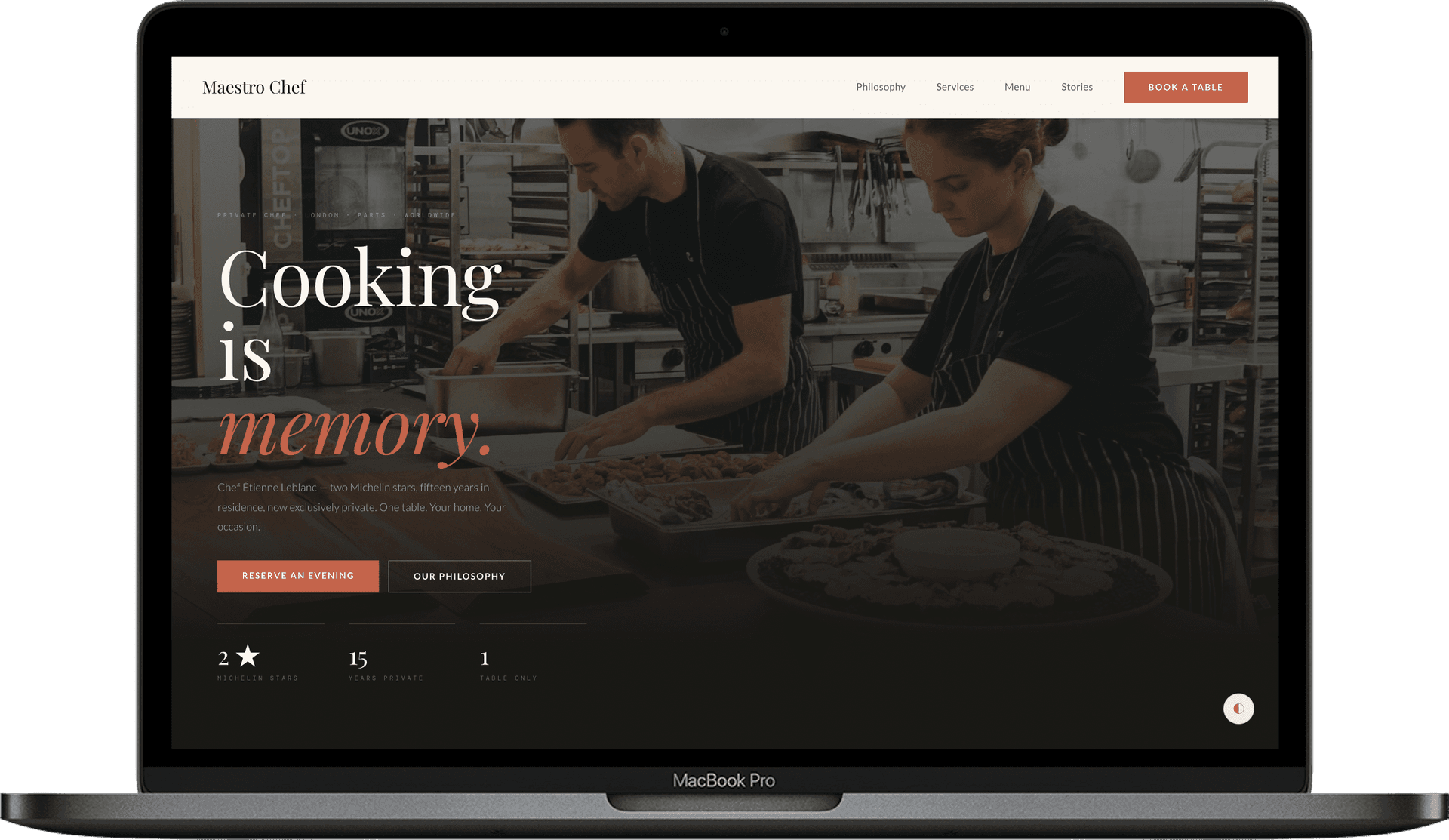 Maestro Chef — Шаблон сайта частного шеф-повара | Кулинарные впечатления gallery image 1