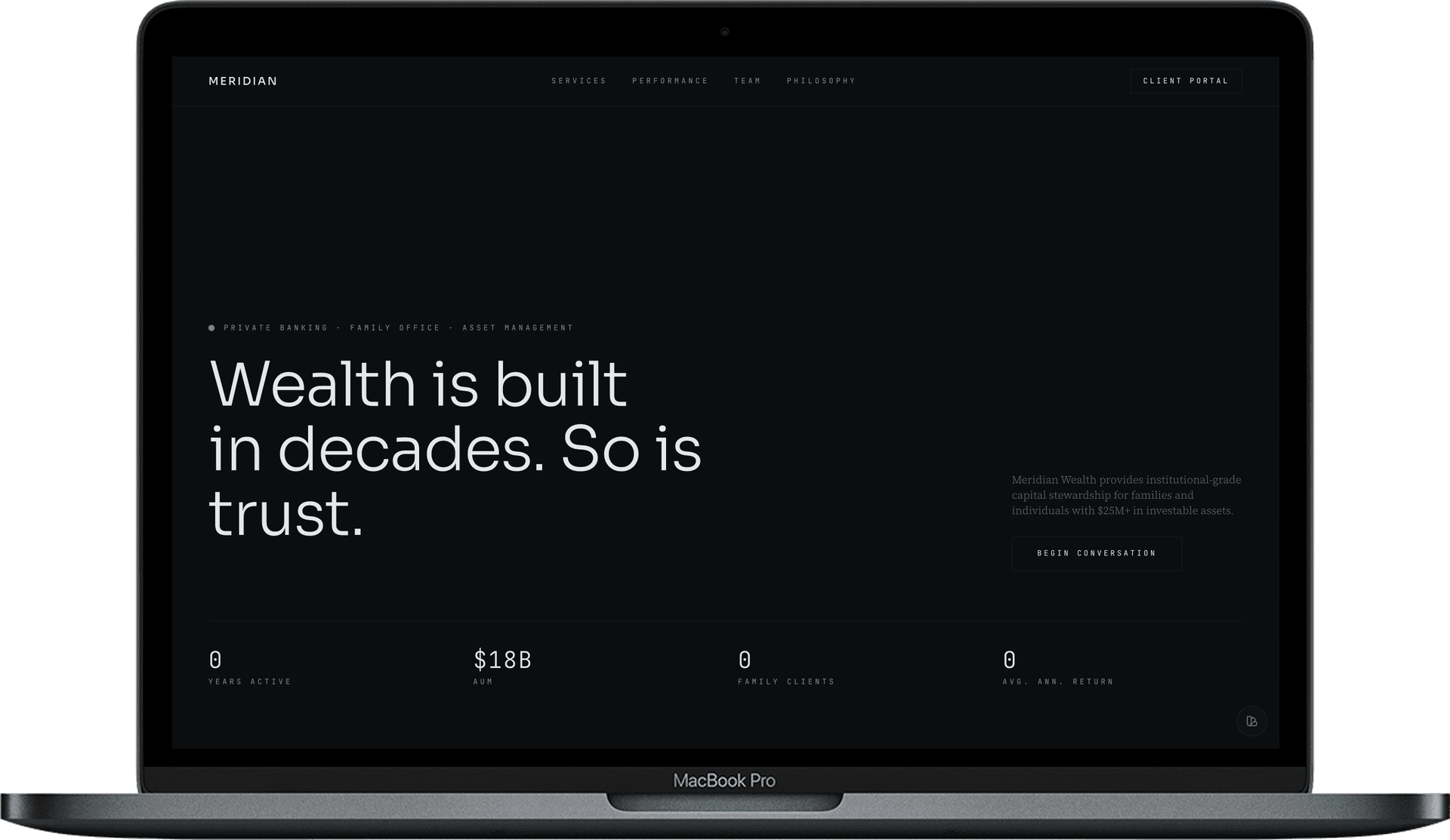 Meridian Wealth — Шаблон сайту приватного банку | Сімейний офіс та управління капіталом gallery image 1