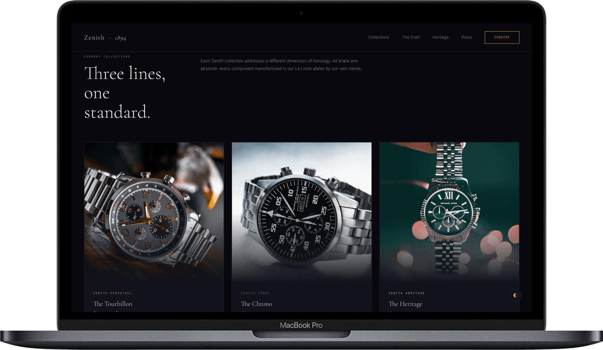 Zenith Watch Co. — Luxury Watch Website Template | Haute Horlogerie Since 1894 gallery image 3