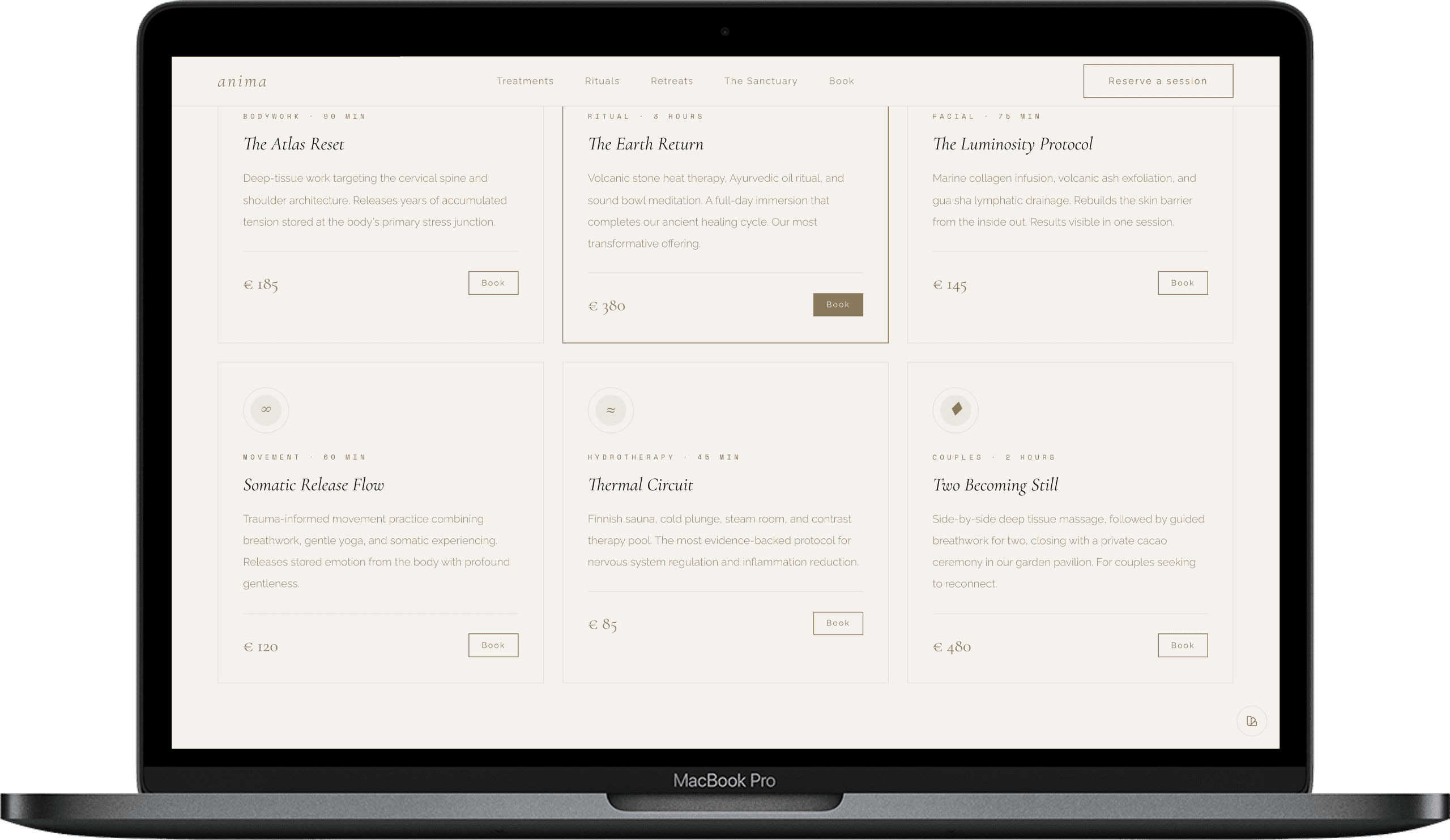 Anima Spa — Шаблон сайта люксового велнес-ретрита | Холистический спа gallery image 2