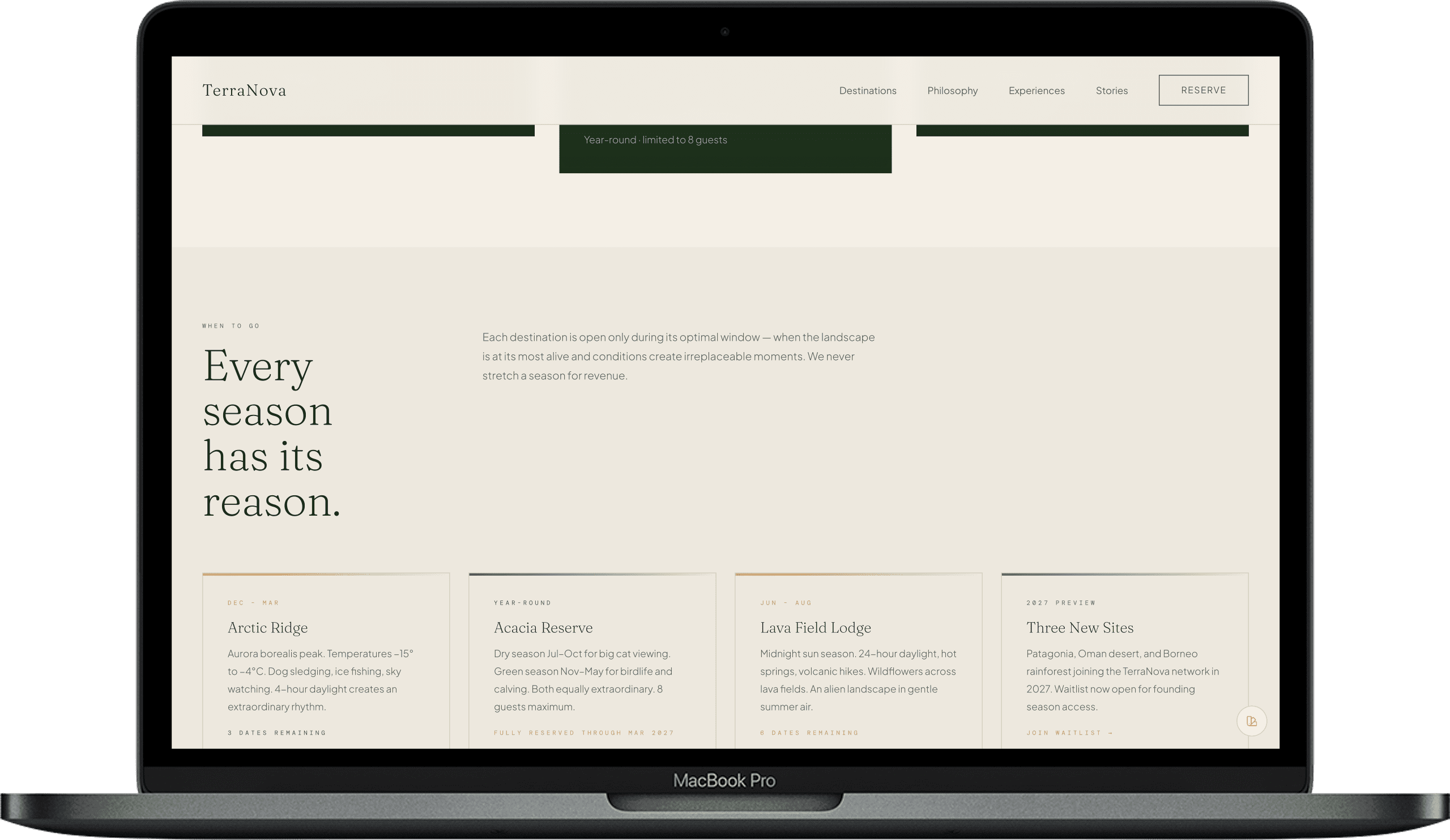 TerraNova — Eco-Luxury Retreat Website Template | Wilderness Lodge & Eco-Tourism gallery image 2