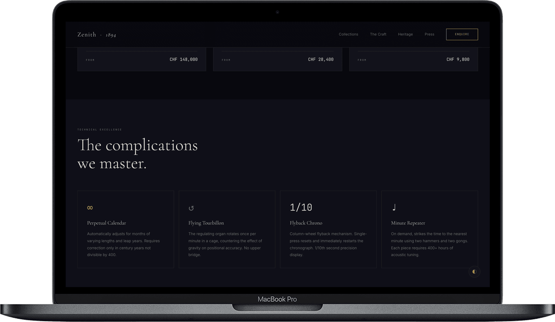 Zenith Watch Co. — Luxury Watch Website Template | Haute Horlogerie Since 1894 gallery image 2