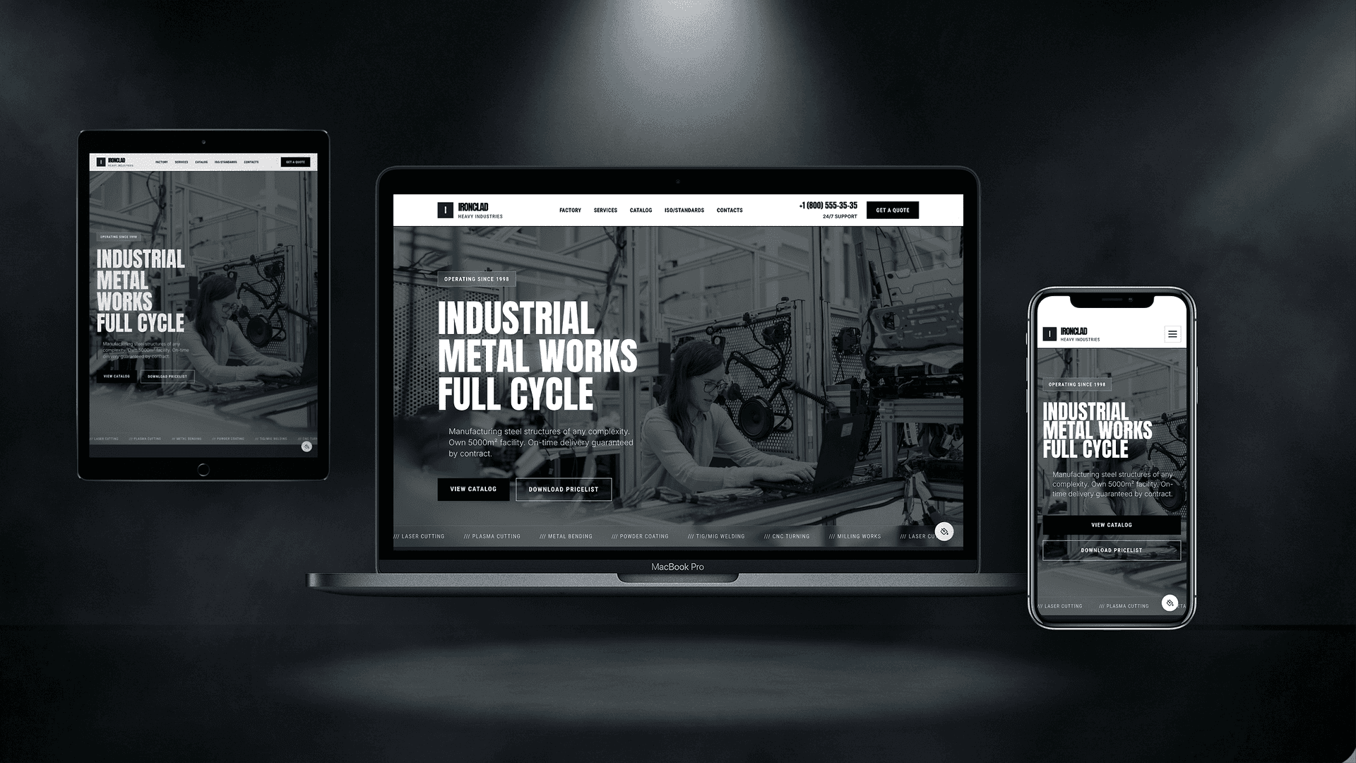 IRONCLAD — Шаблон заводу металоконструкцій та промисловості - Корпоративний Website Template