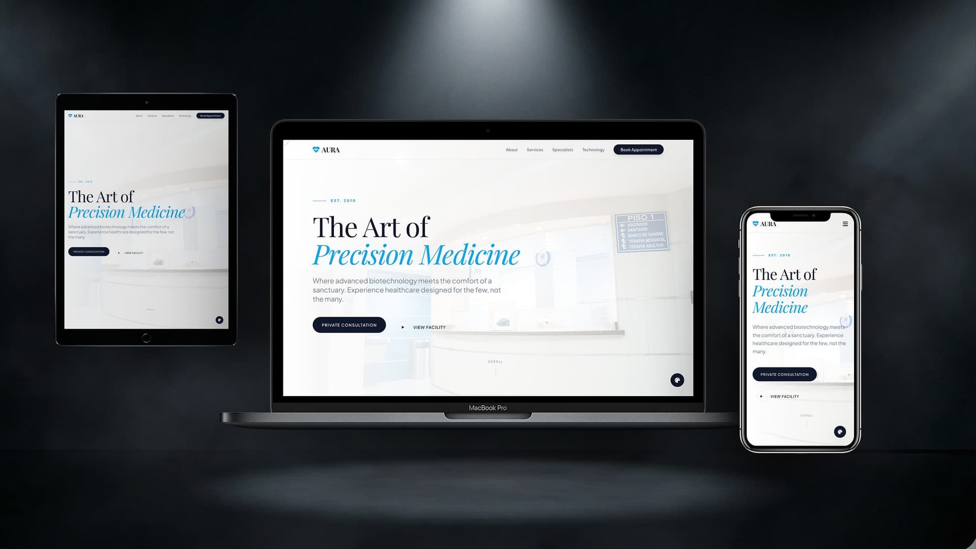 AURA — Преміум шаблон приватної клініки та хірургії - Лендінг Website Template