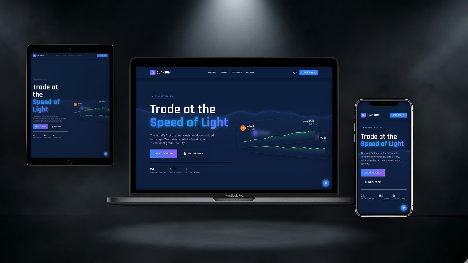 QUANTUM — Інтерфейс майбутнього для DeFi та Crypto - Лендінг Website Template