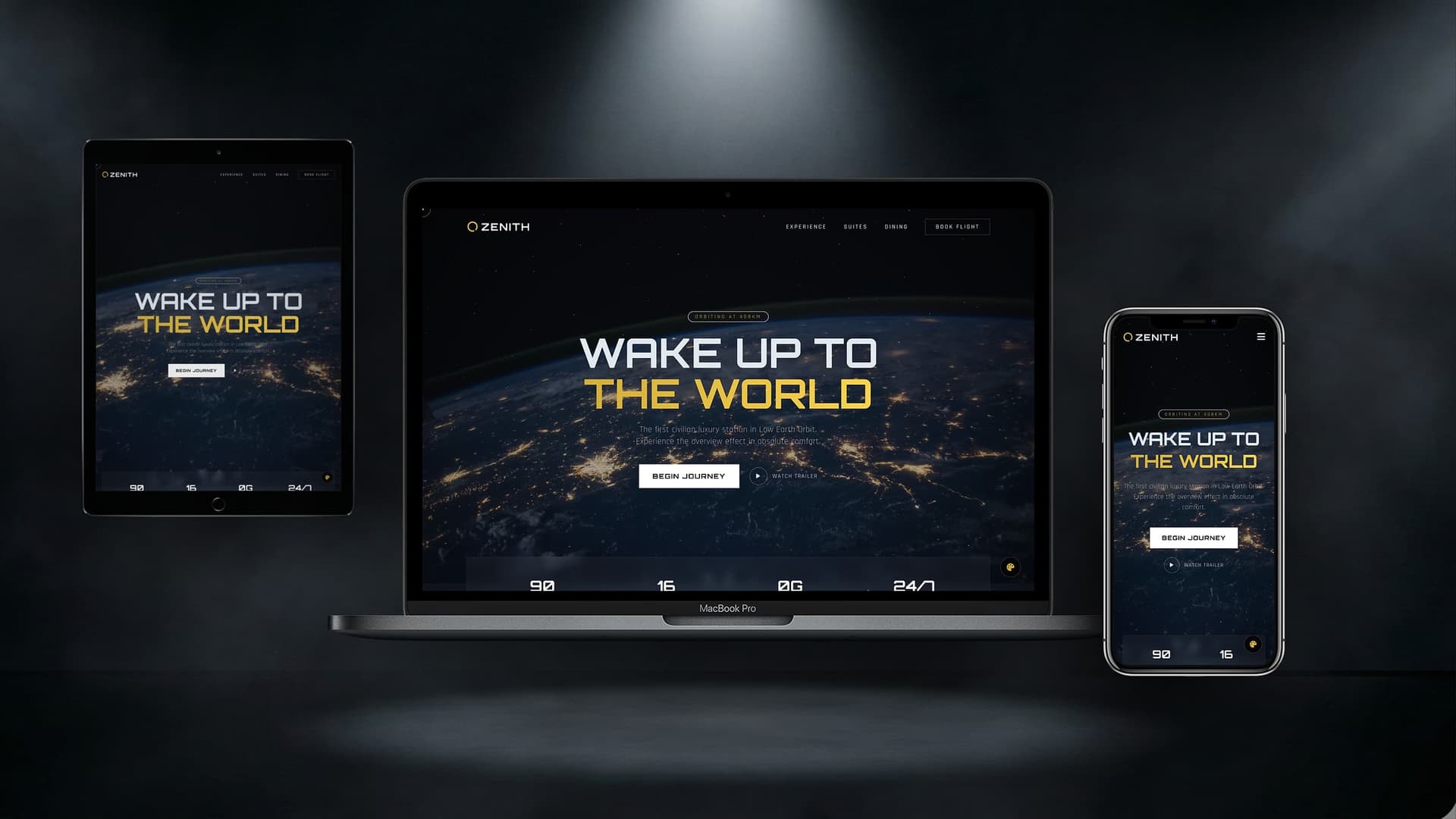 ZENITH — Футуристичний шаблон космічного готелю - Лендінг Website Template