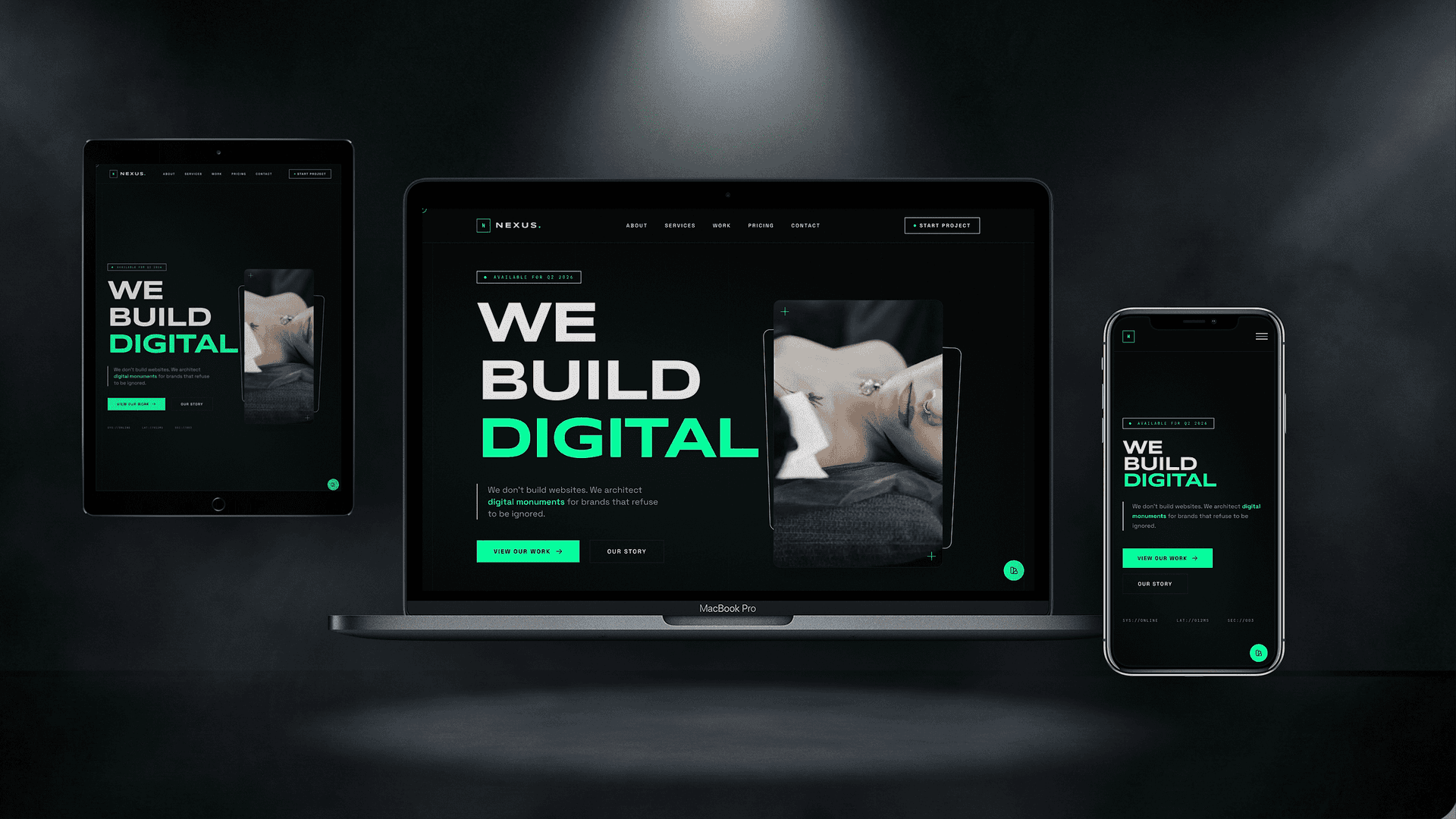 NEXUS – Шаблон сайту креативного digital-агентства | Кіберпанк дизайн - Багатосторінковий Website Template